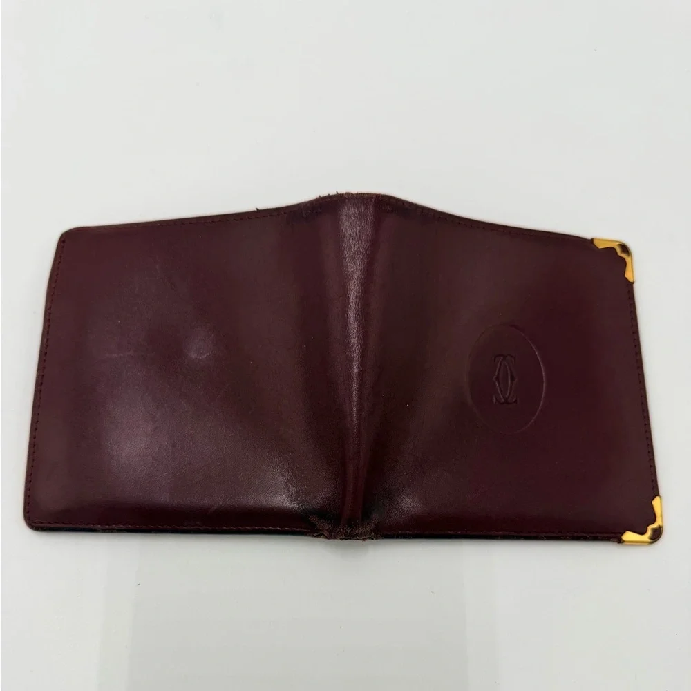 Must de Cartier Paris Vintage Oxblood Leather Wallet w/ Authenticity Card